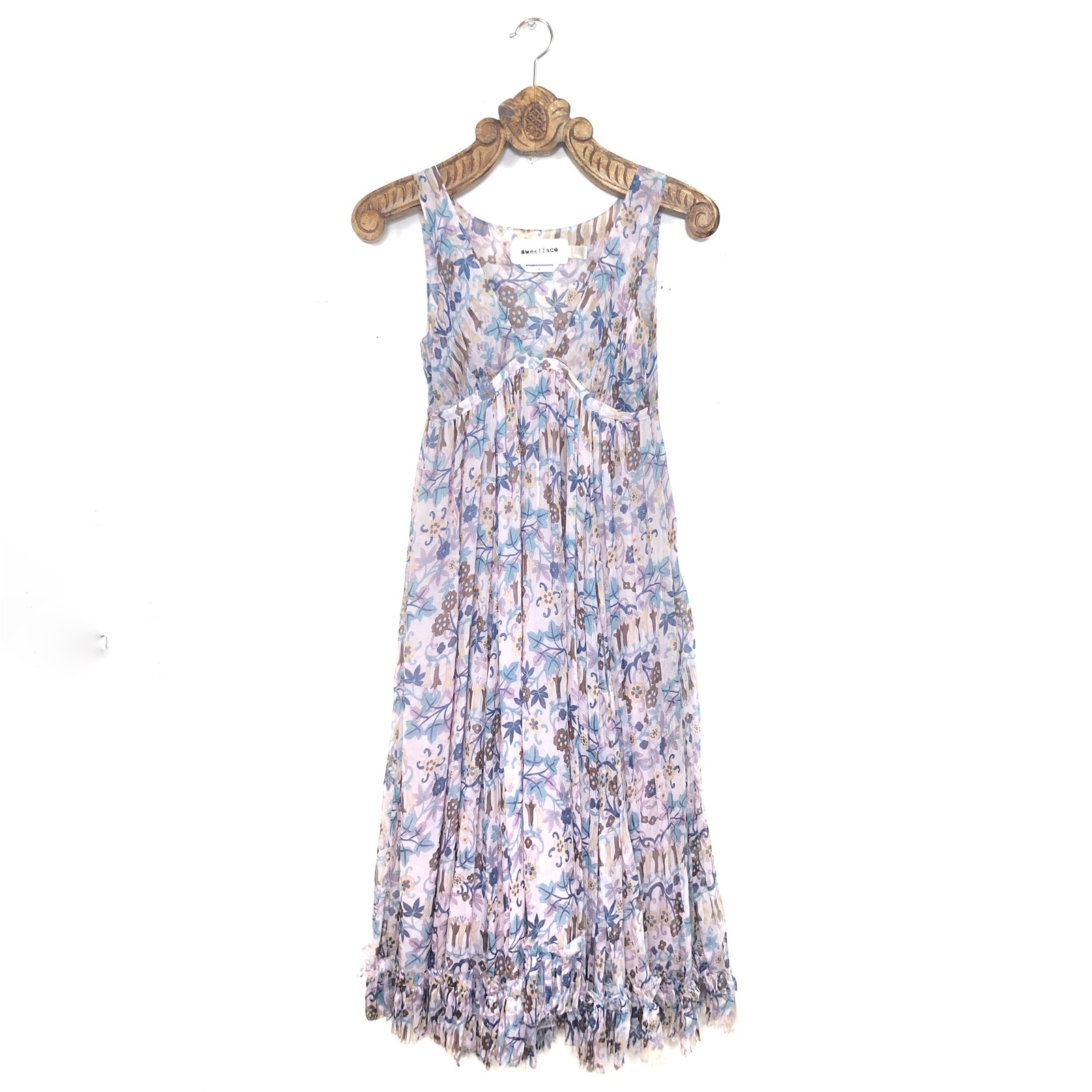 Sweetface Silk Plunge Neck Midi Dress Fairycore Whimsical Floral 4